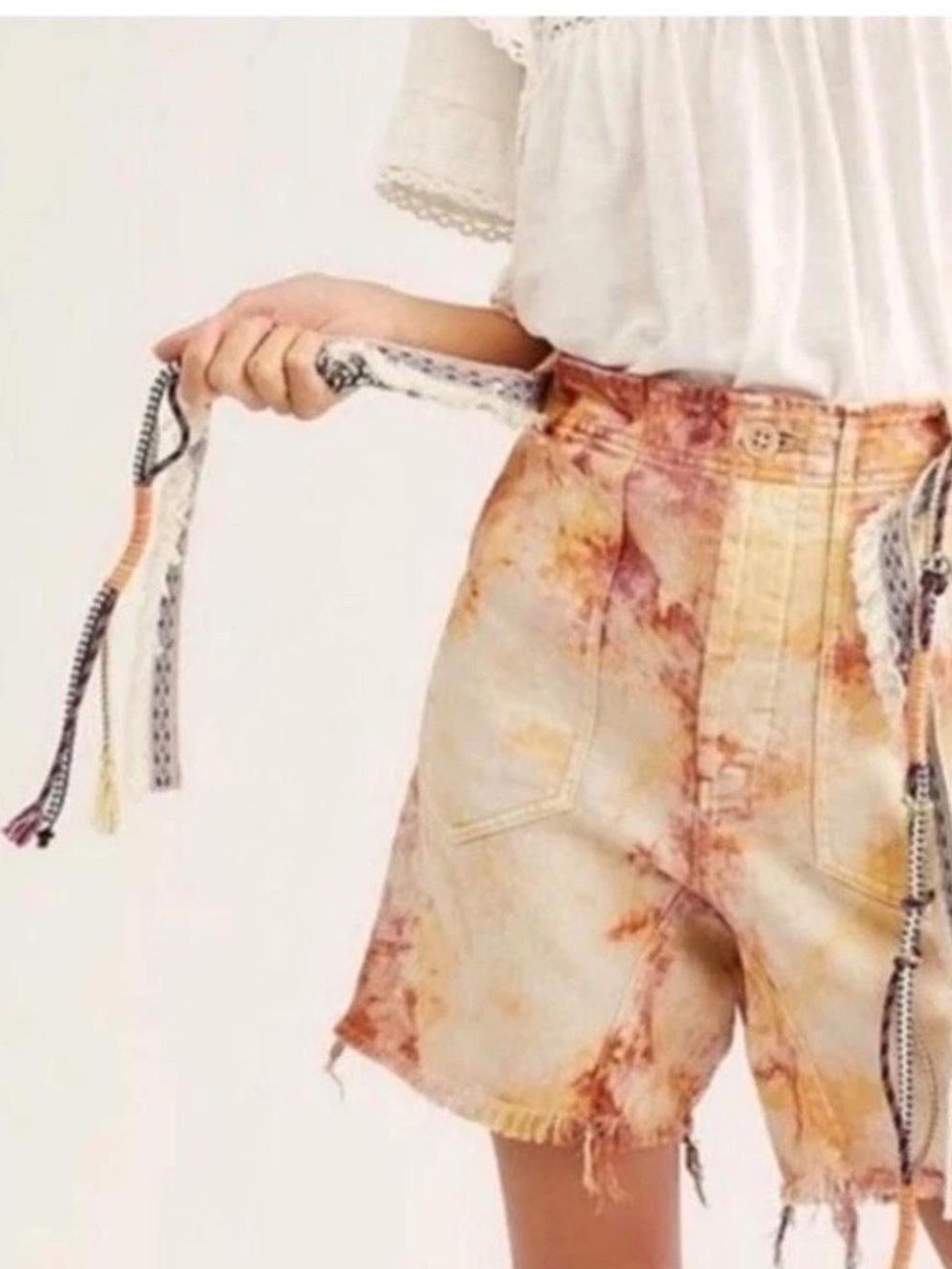 We The Free She’s a Legend Harem Bermuda Shorts- Apricot Tie Dye - Picture 3 of 13